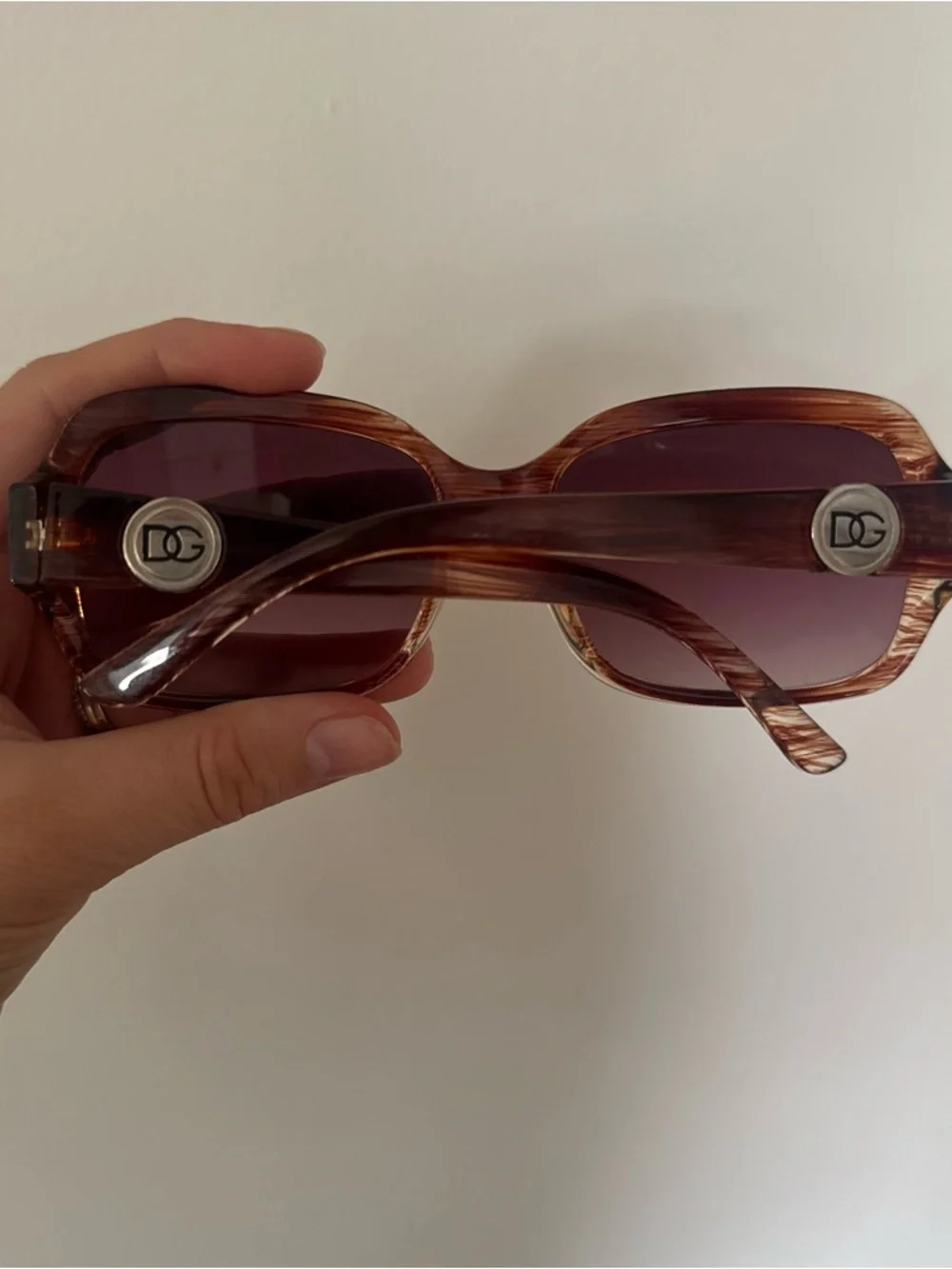 Dolce & Gabbana DG Oversized Square Sunglasses Brown Tortoise Logo Women’s - Picture 6 of 11